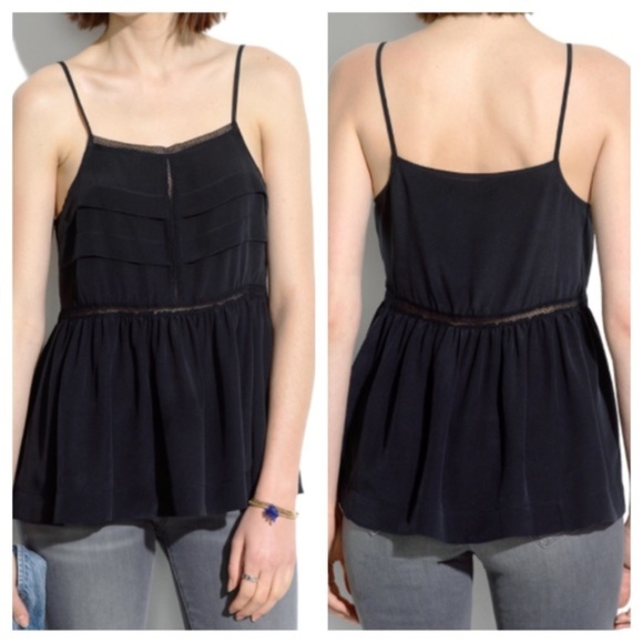 Madewell Tops - Madewell Black Peplum Silk Cami